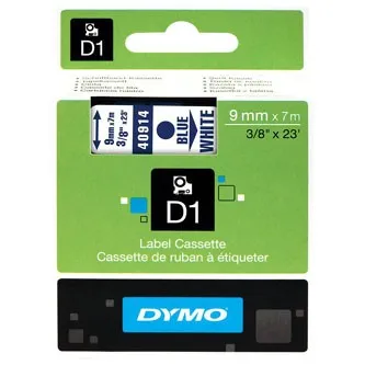 Dymo originál páska do tlačiarne štítkov, Dymo, 40914, S0720690, modrý tlač/biely podklad, 7m, 9mm, D1 40914