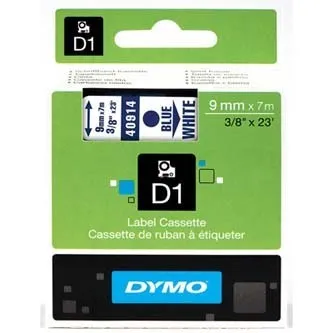 Dymo originál páska do tlačiarne štítkov, Dymo, 40914, S0720690, modrý tlač/biely podklad, 7m, 9mm, D1 40914
