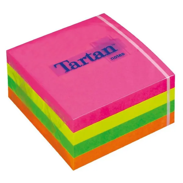 Post-it Samolepiaci bloček kocka Tartan 76x76 4 neónové farby