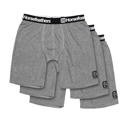 HORSEFEATHERS Boxerky Dynasty Long 3Pack - heather gray GRAY velikost M