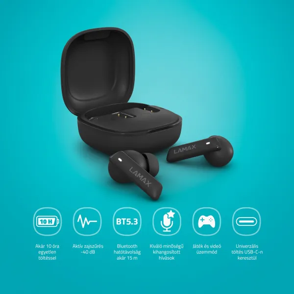 Lamax Clips1 ANC Bluetooth slúchadlá čierne