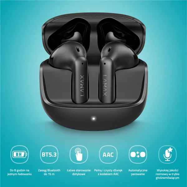 Lamax Tones1 Bluetooth slúchadlá čierne