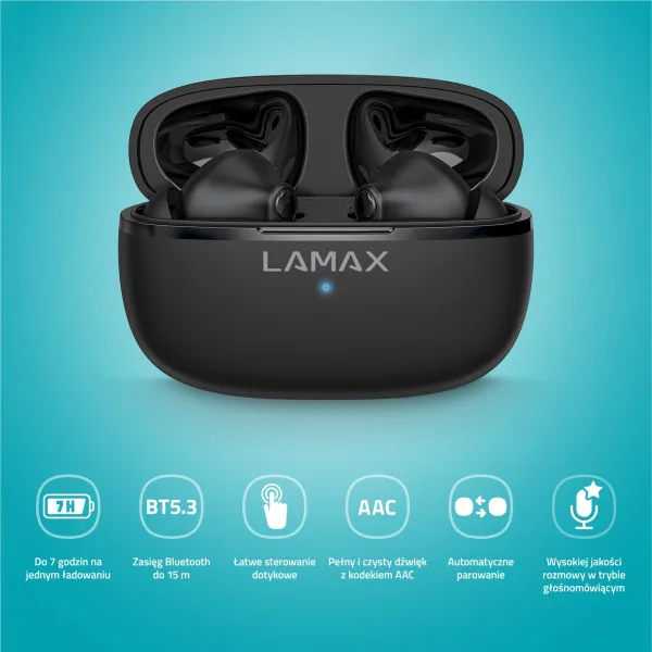 Lamax Clips1 Play čierne bluetooth slúchadlá 8594175359381