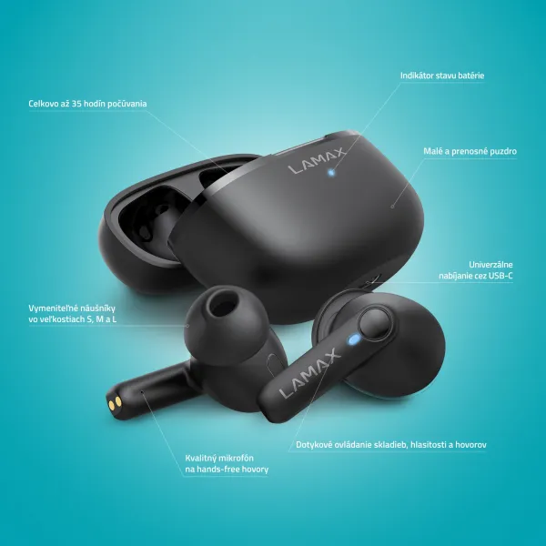 Lamax Clips1 Play čierne bluetooth slúchadlá 8594175359381