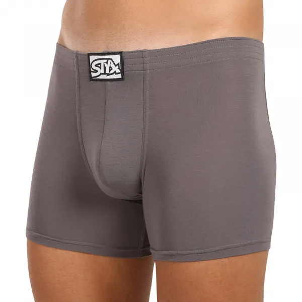 3PACK pánske boxerky Styx long klasická guma tmavo sivé (3F1063) M, trenky