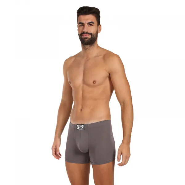 3PACK pánske boxerky Styx long klasická guma tmavo sivé (3F1063) M, trenky