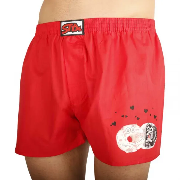 Pánske trenky Styx art klasická guma donuty červené S, trenírky