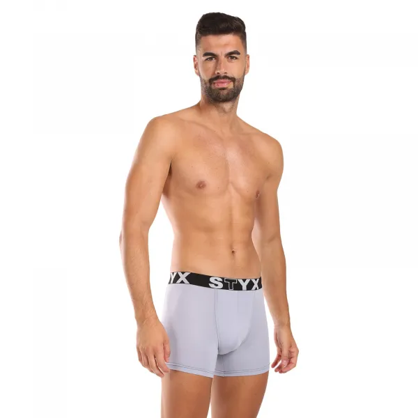 Pánske boxerky Styx long športová guma svetlo sivé (U1067) M, trenky