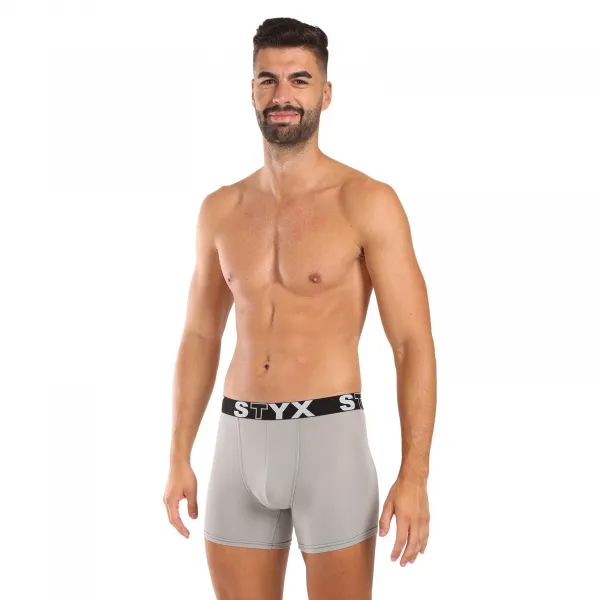 Pánske boxerky Styx long športová guma svetlo sivé (U1062) M, trenky