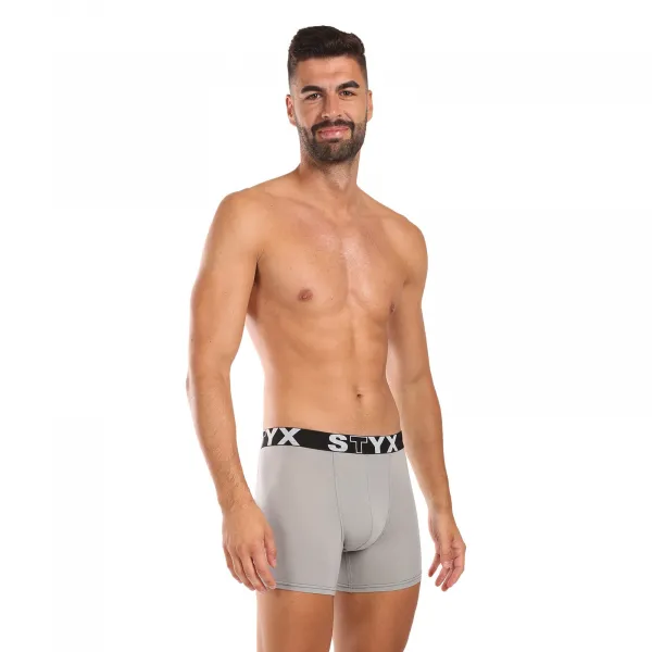 Pánske boxerky Styx long športová guma svetlo sivé (U1062) M, trenky