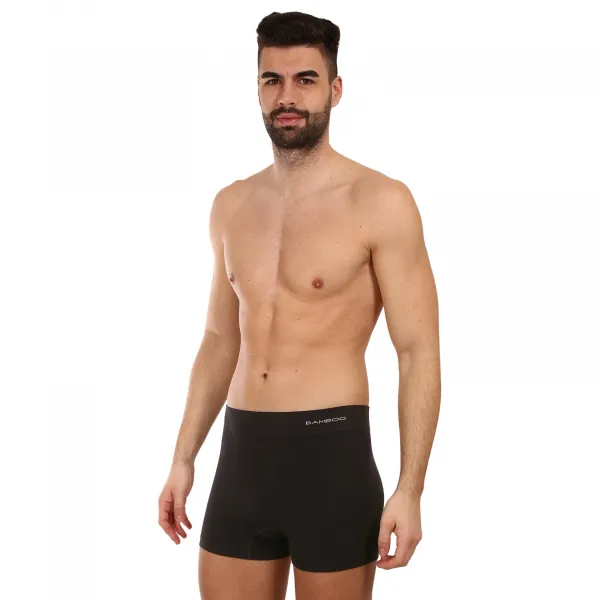 Pánske boxerky Gino bezšvové bambusové čierne (54005) M, trenky