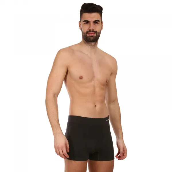 Pánske boxerky Gino bezšvové bambusové čierne (54005) M, trenky