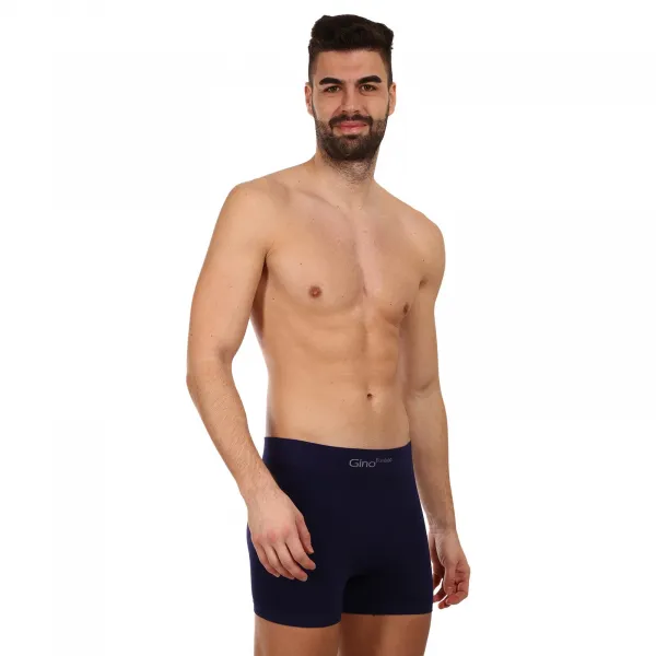 Pánske boxerky Gino bezšvové bambusové modré (54004) S, trenky