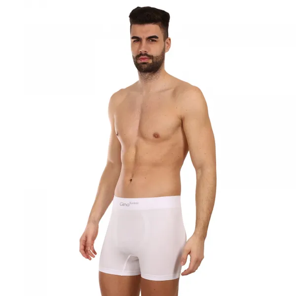 Pánske boxerky Gino bezšvové bambusové biele (54004) L, trenky