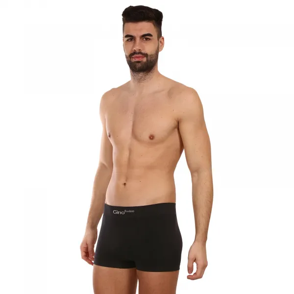 Pánske boxerky Gino bambusové bezšvové čierne (53004) S, trenky