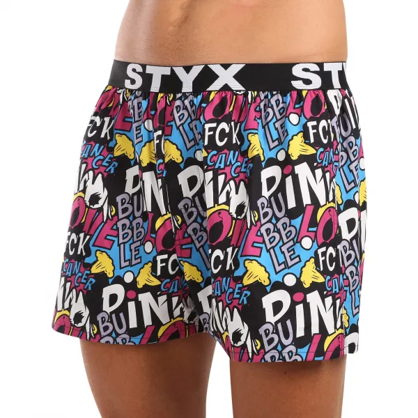 Pánske trenky Styx art športová guma Pink Bubble (B1058) M, trenírky