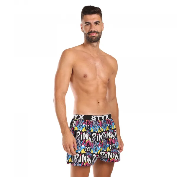 Pánske trenky Styx art športová guma Pink Bubble (B1058) M, trenírky