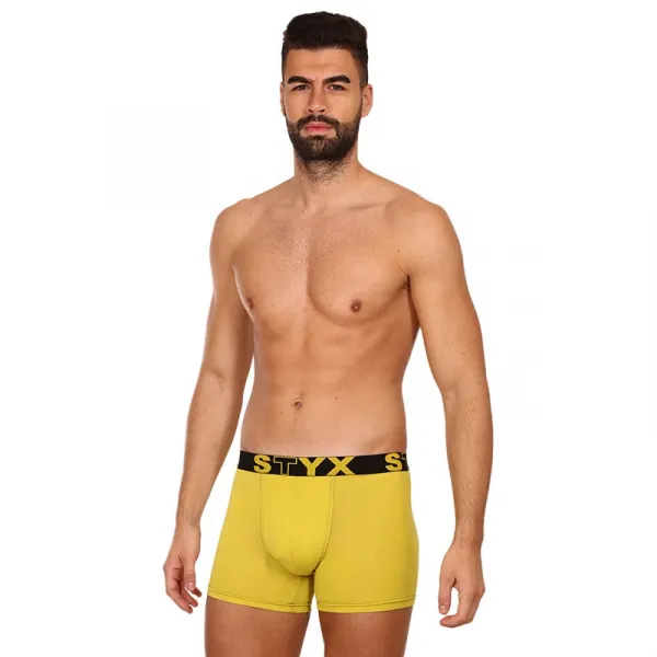 Pánske boxerky Styx long športová guma zelenožlté (U1065) M, trenky