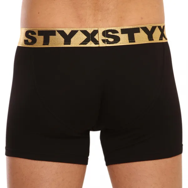 Pánske boxerky Styx / KTV long športová guma čierne - zlatá guma (UTZ960) L, trenky