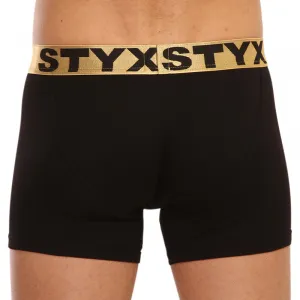 Pánske boxerky Styx / KTV long športová guma čierne - zlatá guma (UTZ960) L, trenky