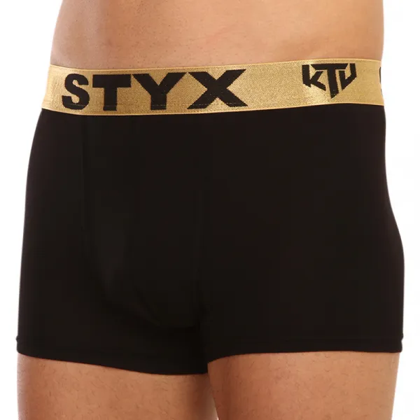 Pánske boxerky Styx / KTV športová guma čierne - zlatá guma (GTZ960) S, trenky