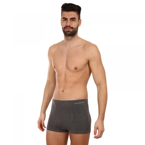Pánske boxerky Gino bezšvové bambusové sivé (53005) S, trenky