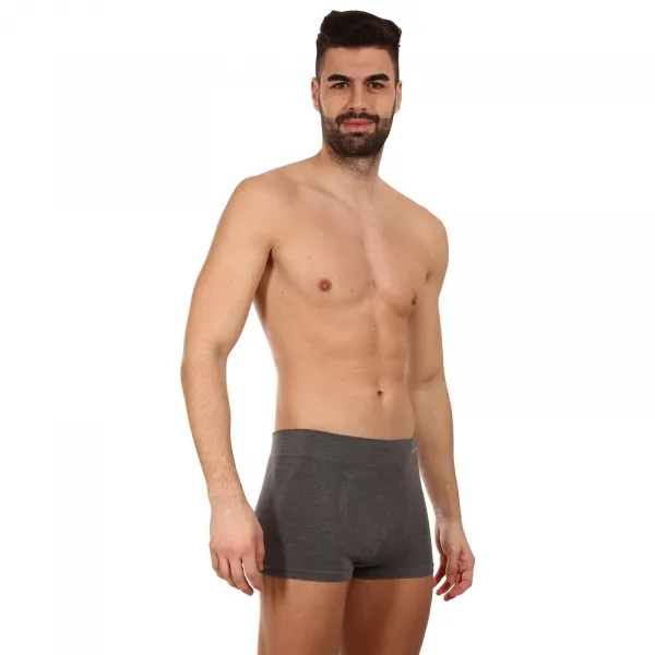 Pánske boxerky Gino bezšvové bambusové sivé (53005) S, trenky