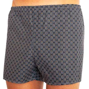 Klasické pánske trenky Foltýn tmavo modré kosoštvorce nadrozmer 3XL, trenírky