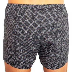 Klasické pánske trenky Foltýn tmavo modré kosoštvorce nadrozmer 3XL, trenírky
