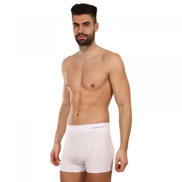 Pánske boxerky Gino bezšvové bambusové biele (54005) S, trenky
