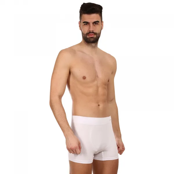 Pánske boxerky Gino bezšvové bambusové biele (54005) S, trenky