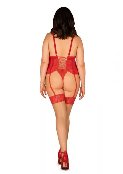 Dámske pančuchy Obsessive červené (Blossmina stockings) 4XL