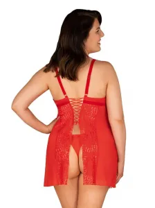 Dámsky set Obsessive nadrozmer červený (Blossmina chemise) 4XL