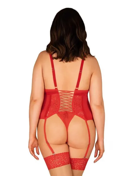 Dámsky korzetový set Obsessive nadrozmer červený (Blossmina corset) 4XL