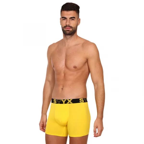 Pánske boxerky Styx long športová guma žlté  (U1068) M, trenky