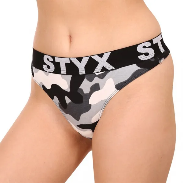 Dámske tangá Styx art športová guma maskáč (IT1457) S