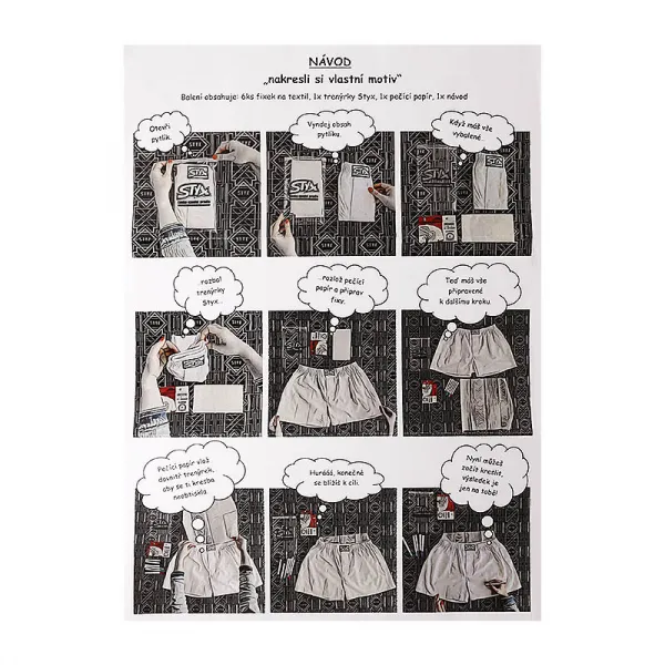Pánske trenky Styx klasická guma biele + fixy na textil (AF1061) M, trenírky