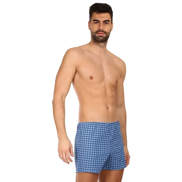Klasické pánske trenky Foltýn modré kocky (K54) S, trenírky