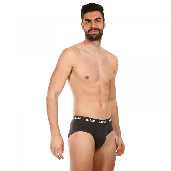 3PACK pánske slipy HUGO čierné (50469763 001) S