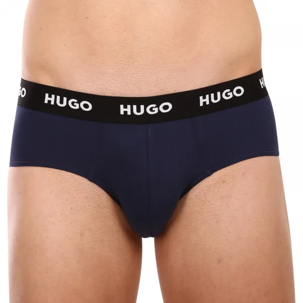 3PACK pánske slipy HUGO tmavomodré (50469763 410) S