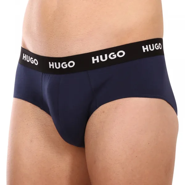 3PACK pánske slipy HUGO tmavomodré (50469763 410) S