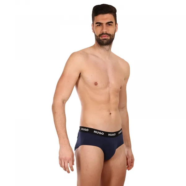 3PACK pánske slipy HUGO tmavomodré (50469763 410) S