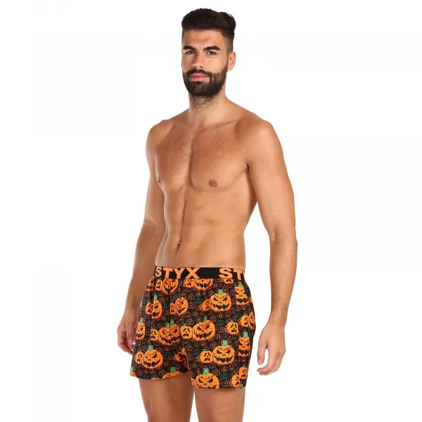 Pánske trenírky Styx art športová guma Halloween tekvica (B1755) S