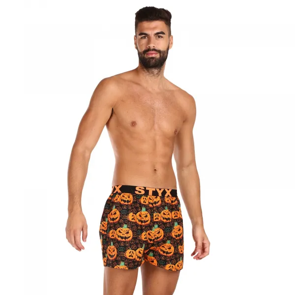 Pánske trenírky Styx art športová guma Halloween tekvica (B1755) S