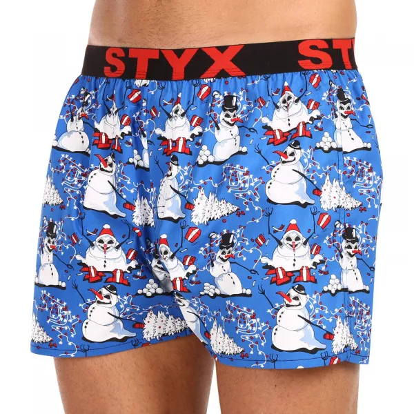 Pánske trenírky Styx art športová guma Vianoce snehuliaci (B1751) S