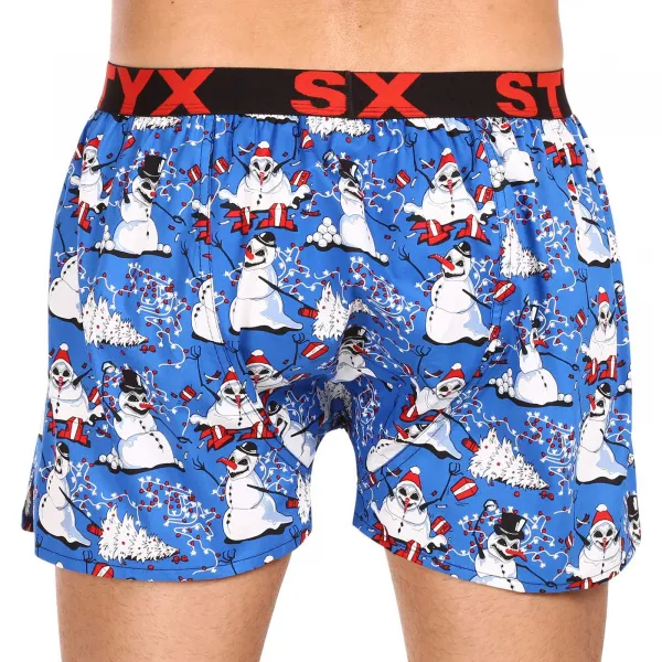 Pánske trenírky Styx art športová guma Vianoce snehuliaci (B1751) S