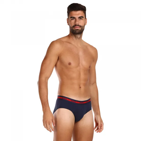3PACK pánske slipy HUGO modré (50503100 411) S
