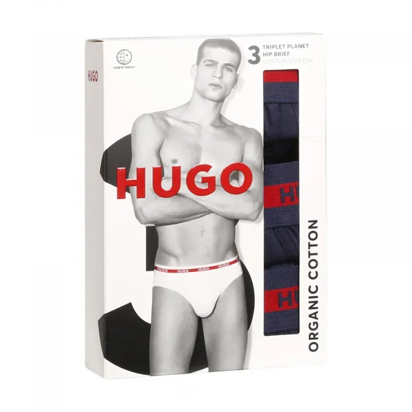 3PACK pánske slipy HUGO modré (50503100 411) S