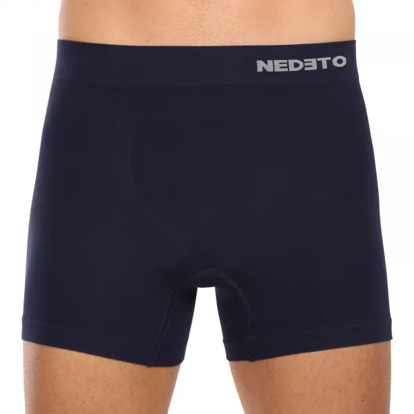 3PACK pánske boxerky Nedeto bezšvové bambusové modre (3NDTB002S) L, trenky