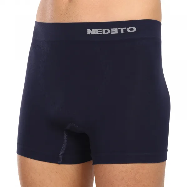 3PACK pánske boxerky Nedeto bezšvové bambusové modre (3NDTB002S) L, trenky